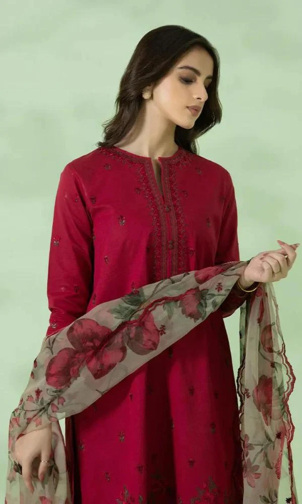 Sapphire – 3PC Lawn Heavy Embroidered Shirt With Paper Cotton Printed Dupatta price in Pakistan
