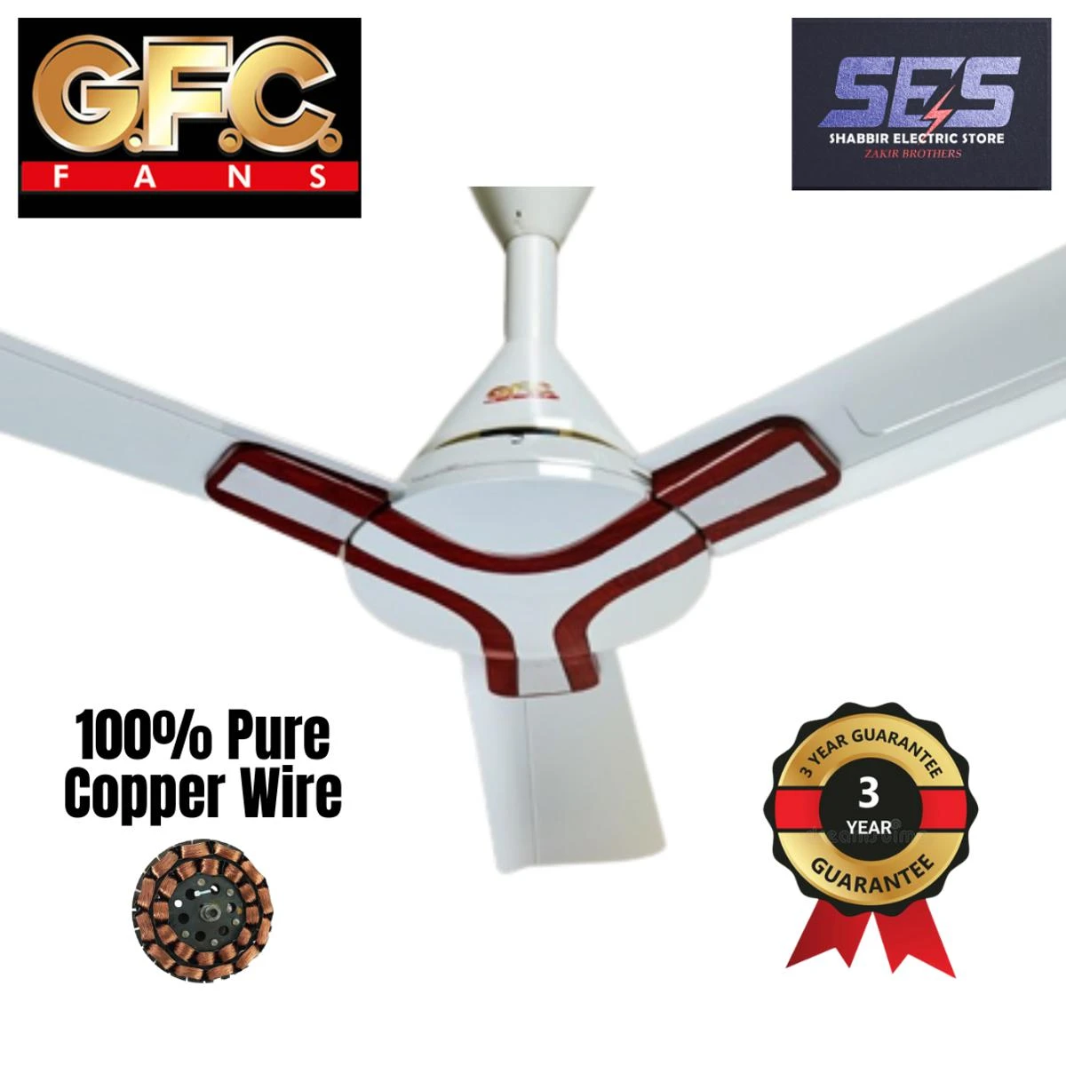 GFC fans ceiling fan energy saver Deluxe series mansion model High speed 100% Pure Copper Wire  winding Celling Fans price in Pakistan