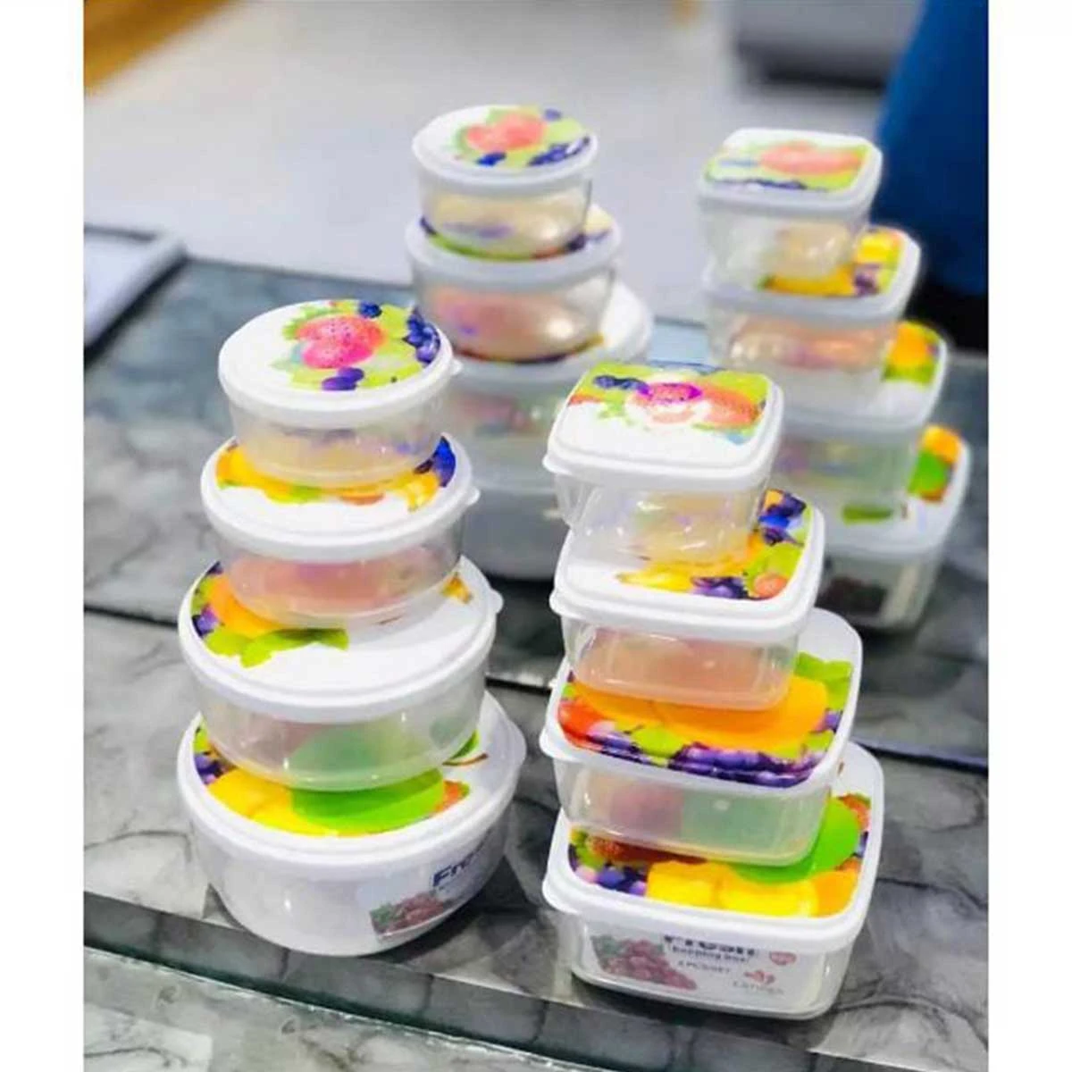 Storage container set Box Set  Storage Box Plastic – 4pcs Set (size 3inch 3.5 inch 4 inch and 4.5 inch random design) price in Pakistan