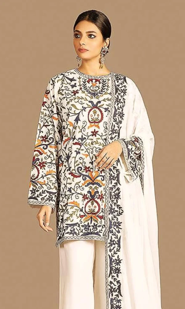 Sanobar Azfar – 3PC Lawn Heavy Embroidered Shirt With Embroidered Bamber Chiffon Dupatta price in Pakistan