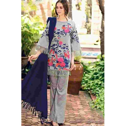 3PC Lawn Neck Embroidered Shirt With Bamber Chiffon Dupatta -BFAD808 (B) price in Pakistan