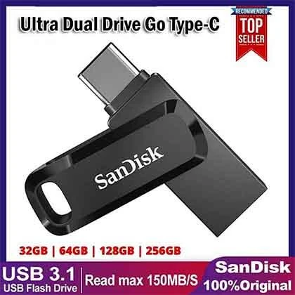 SanDisk OTG 64GB USB Flash Drive Ultra Dual Drive Go Ultra Dual USB3.1 Disk OTG Type-C Pen Drive for Smartphone Laptop price in Pakistan