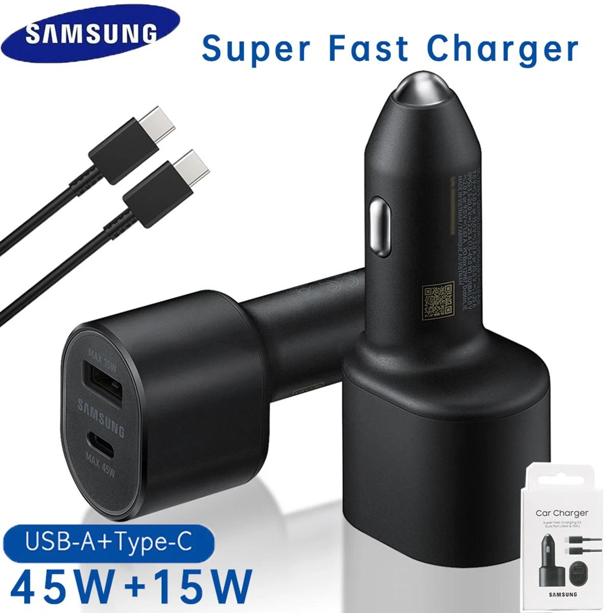Super Fast Dual Car Charger (45W+15W) with Super Fast Charging Cable for Samsung Galaxy price in Pakistan