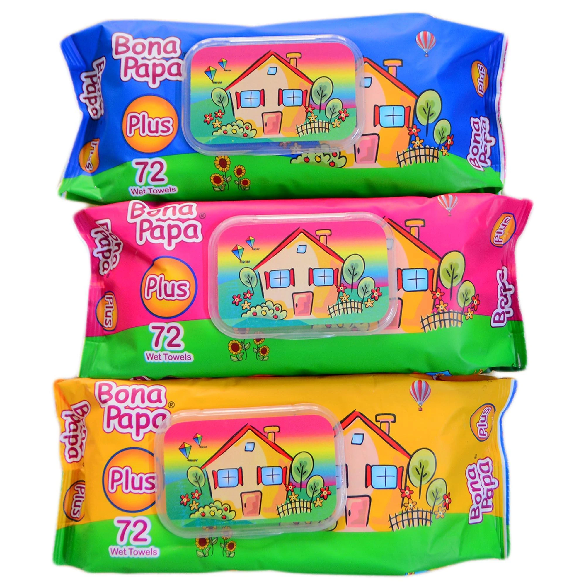 Bona Papa Plus Baby Wipes Pack of 3 (Wet Towels) each 72pcs price in Pakistan