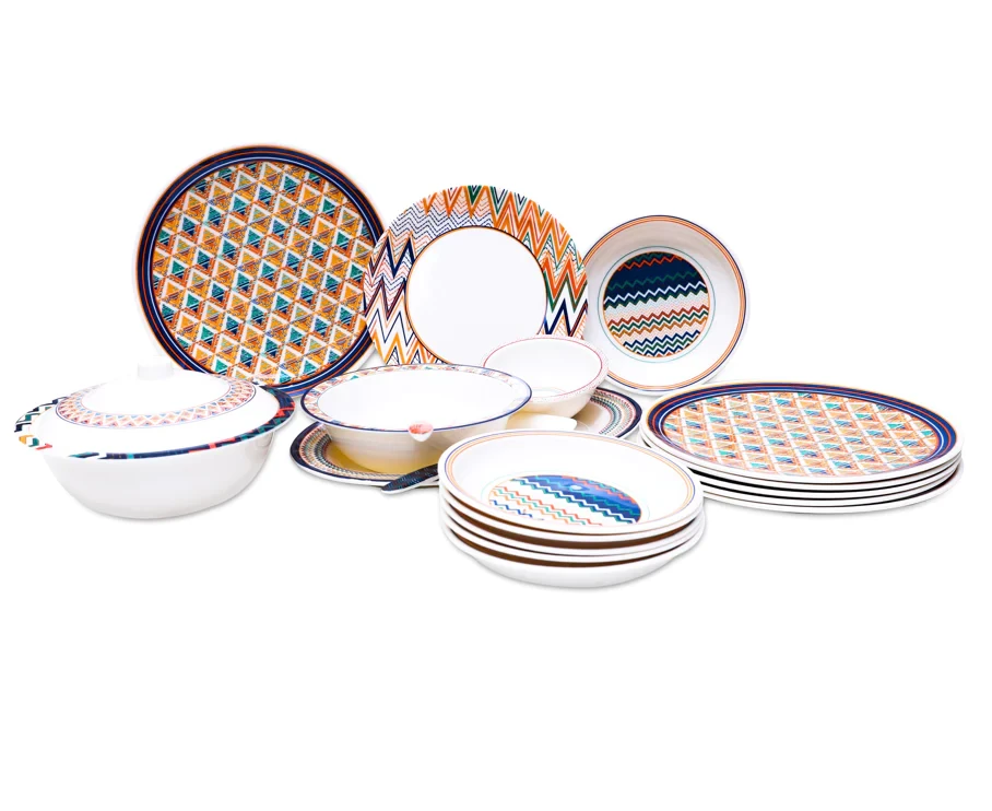 30PCS Badge 6 Person Dinner Set Coloured Chevron price in Pakistan
