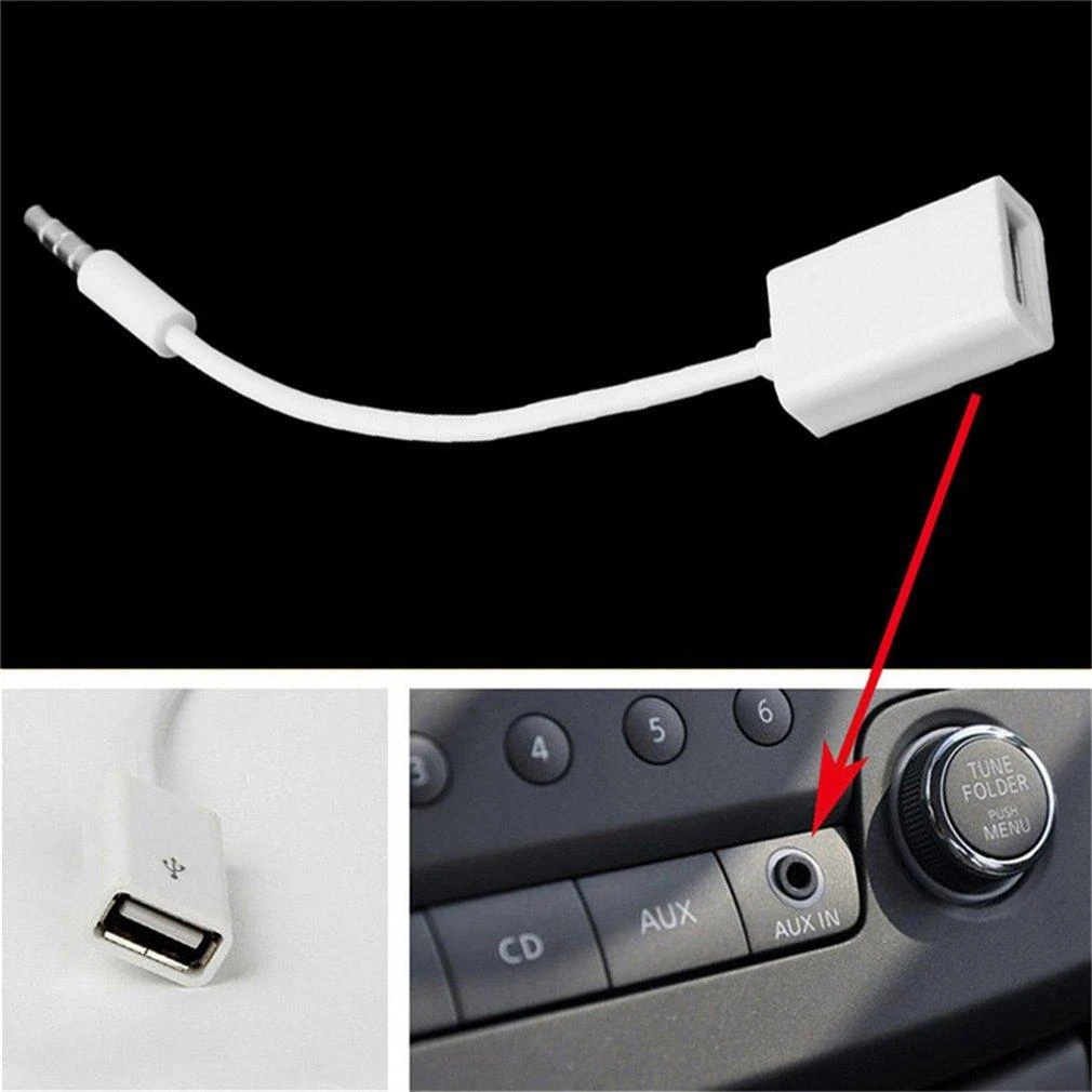 3.5mm Male AUX Audio Plug Jack To USB 2.0 Female Converter Cable Cord Car MP3 price in Pakistan