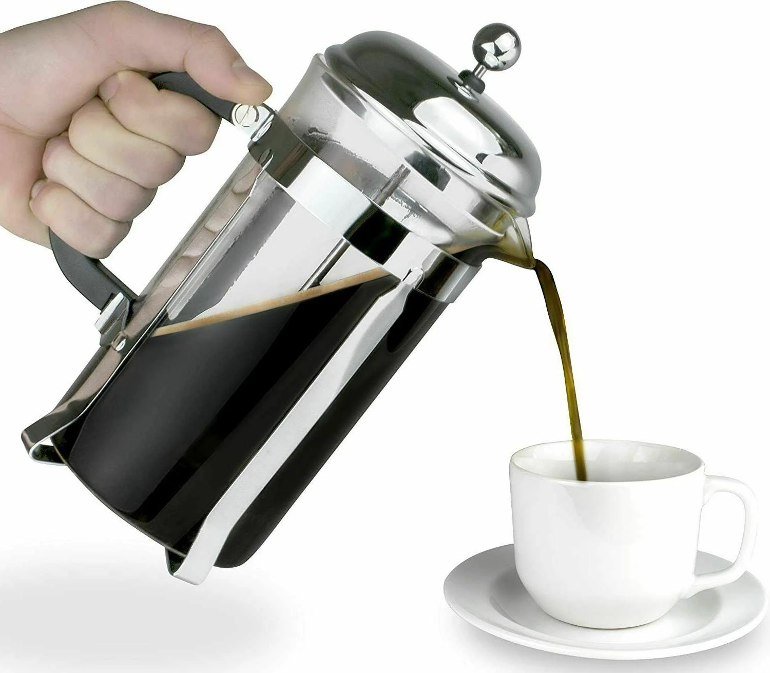 Generic Portable Stainless Steel Glass French Press Coffee Cup Pot Plunger Tea Maker – 600ml price in Pakistan