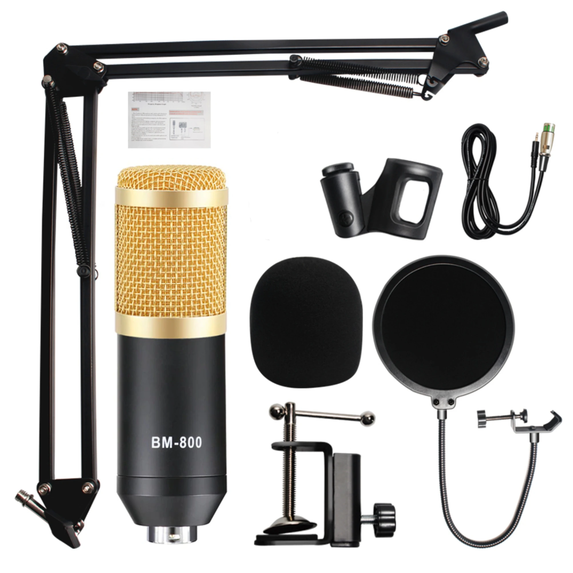 BM800 Studio Condenser XLR Microphone – BM 800 Computer PC Microphone Kit Black – Adjustable Arm Stand price in Pakistan