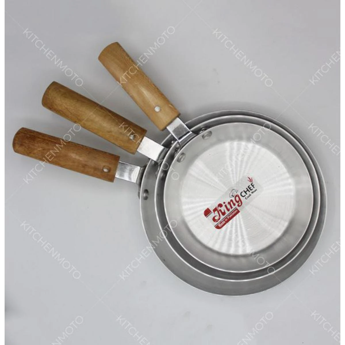 Fry Pan Pack of 3 Silver Steel Frying Pan Silver Pots & Pans Dinnerware Fry pan With Wooden Handle price in Pakistan