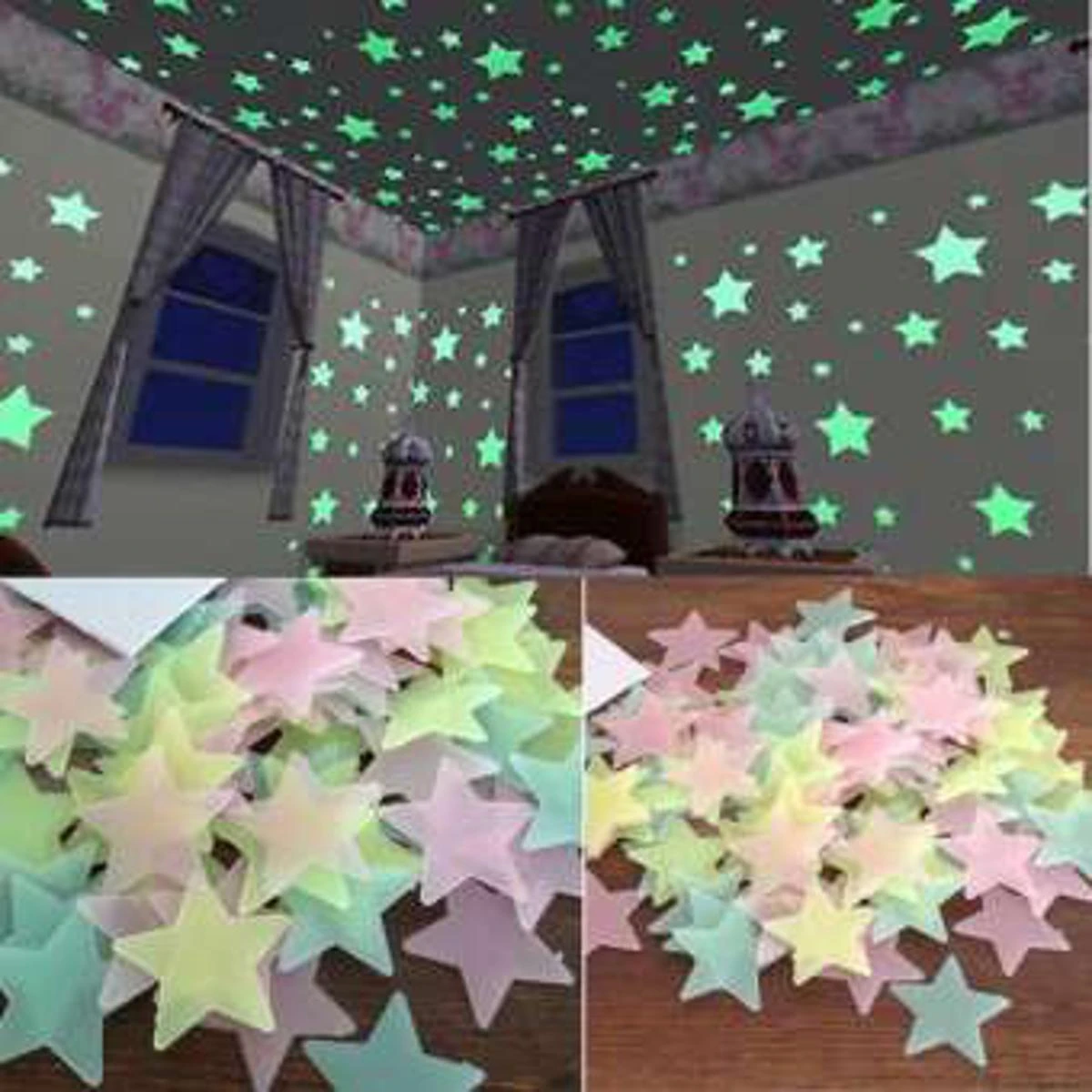 100 pcs Fluorescent 3D Glowing Glow in The Dark Ceiling Star Stickers Glow in The Dark Stars price in Pakistan