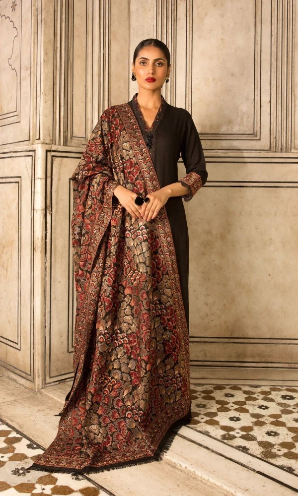 Bareeze-3PC Karandhi Heavy Embroidered Front With Heavy Embroidered Karandhi Shawl price in Pakistan
