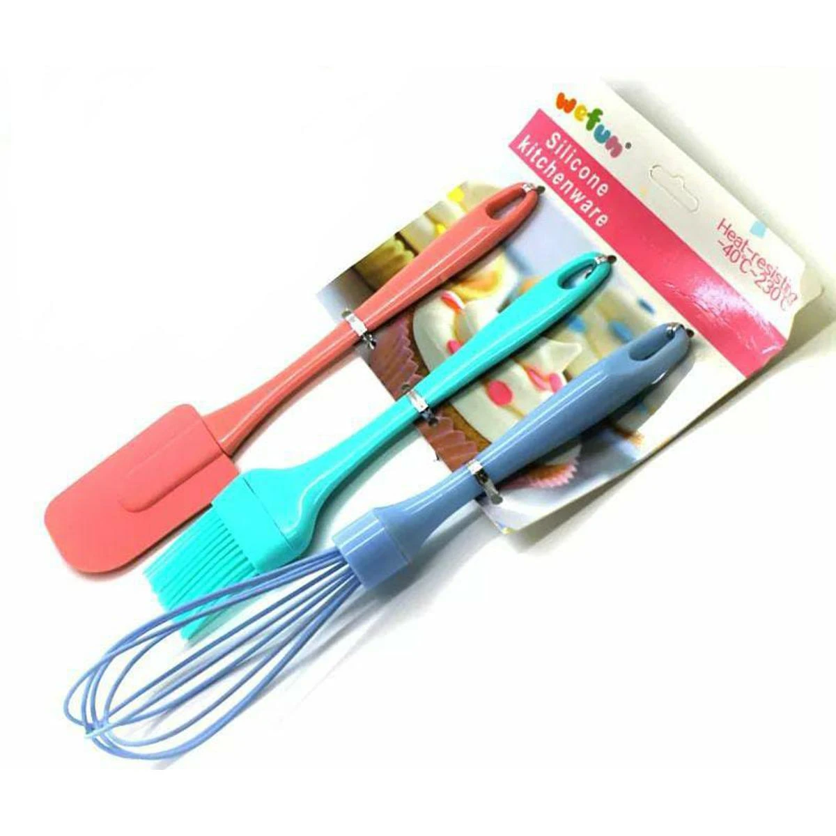 Pack of 3 Pieces Silicone Spatula Set (Spatula+Oil brush+Egg beater) Turner for Cooking Baking Mixing Baking Tools price in Pakistan