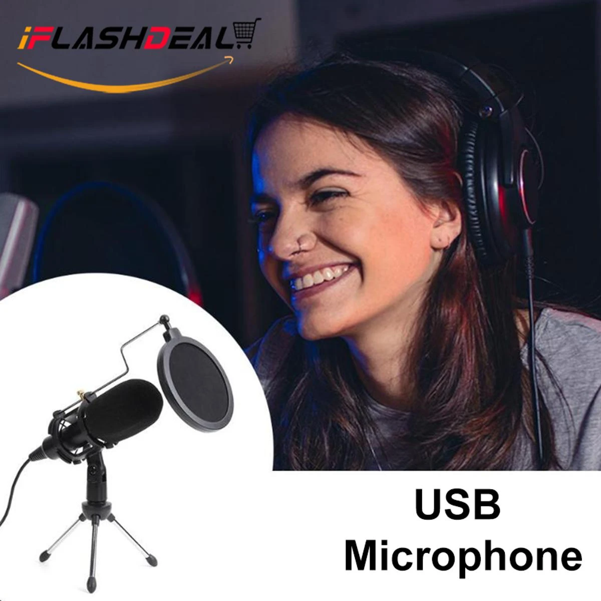 iFlashDeal Condenser Microphone Recording Studio Equipment Mic Kit Podcast 3.5mm Broadcast Microphone price in Pakistan