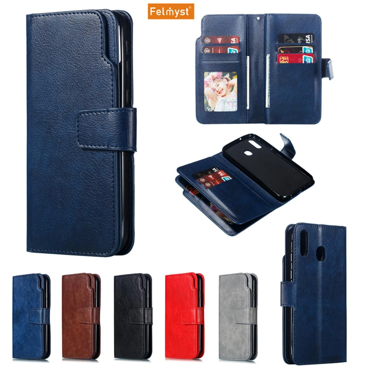 Samsung Galaxy A10 Luxury Wallet Flip Card Holder Mobile Phone Casing Men Girl Stand Shockproof Back Cover Cases For Girl For Men price in Pakistan