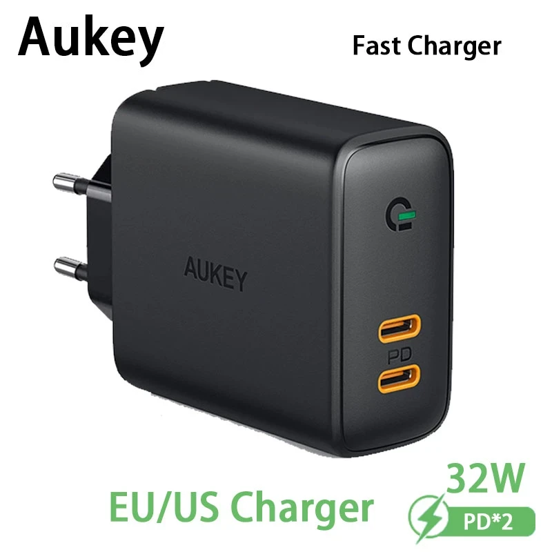 AUKEY PA D2 EUUS 36w Fast Charger With 2 TYPE-CPD For IPhone13ipadHUAWEIXiaomi price in Pakistan