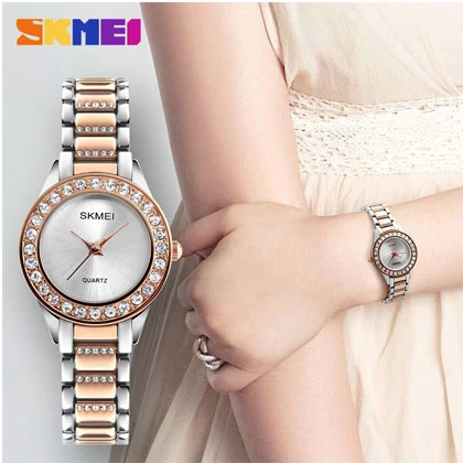 SKMEI Women Fashion Watches Luxury Stainless Steel Strap Quartz Watch Ladies Waterproof Casual Wristwatches 1262 price in Pakistan