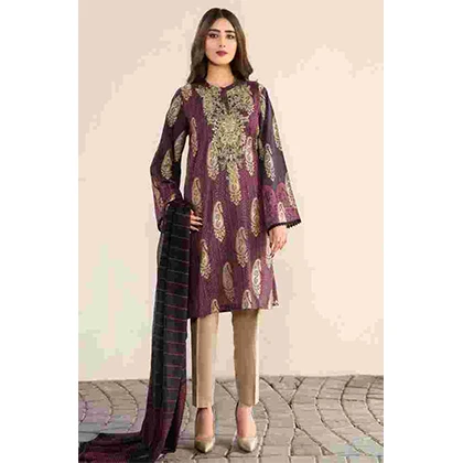 3PC Printed Lawn Neckline Embroidered & Printed Lawn Dupatta – BFLE816 (B) price in Pakistan