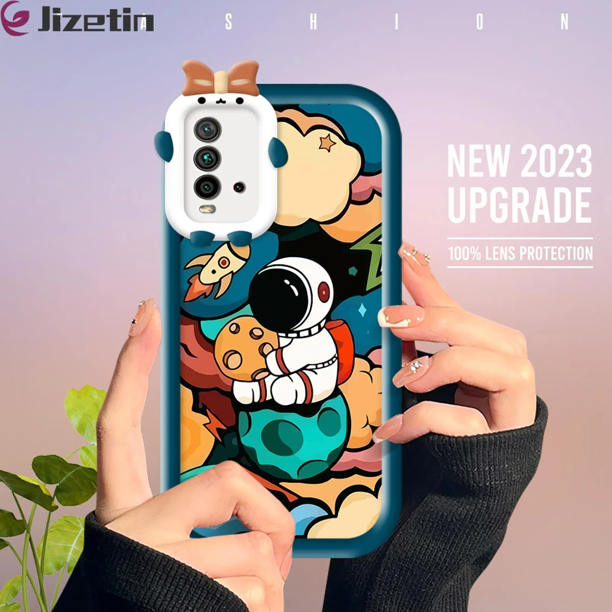 Jizetin for Redmi 9T  Redmi 9 Power Back Cover Artist Astronaut Square Camera Hole Shockproof Protection Soft Silicone Phone Case price in Pakistan