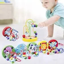 Montessori Wooden Toys Wooden Circles Bead Wire Maze Roller Coaster Educational Wood Puzzles Boys Girls Kid Toy 6+ Months price in Pakistan