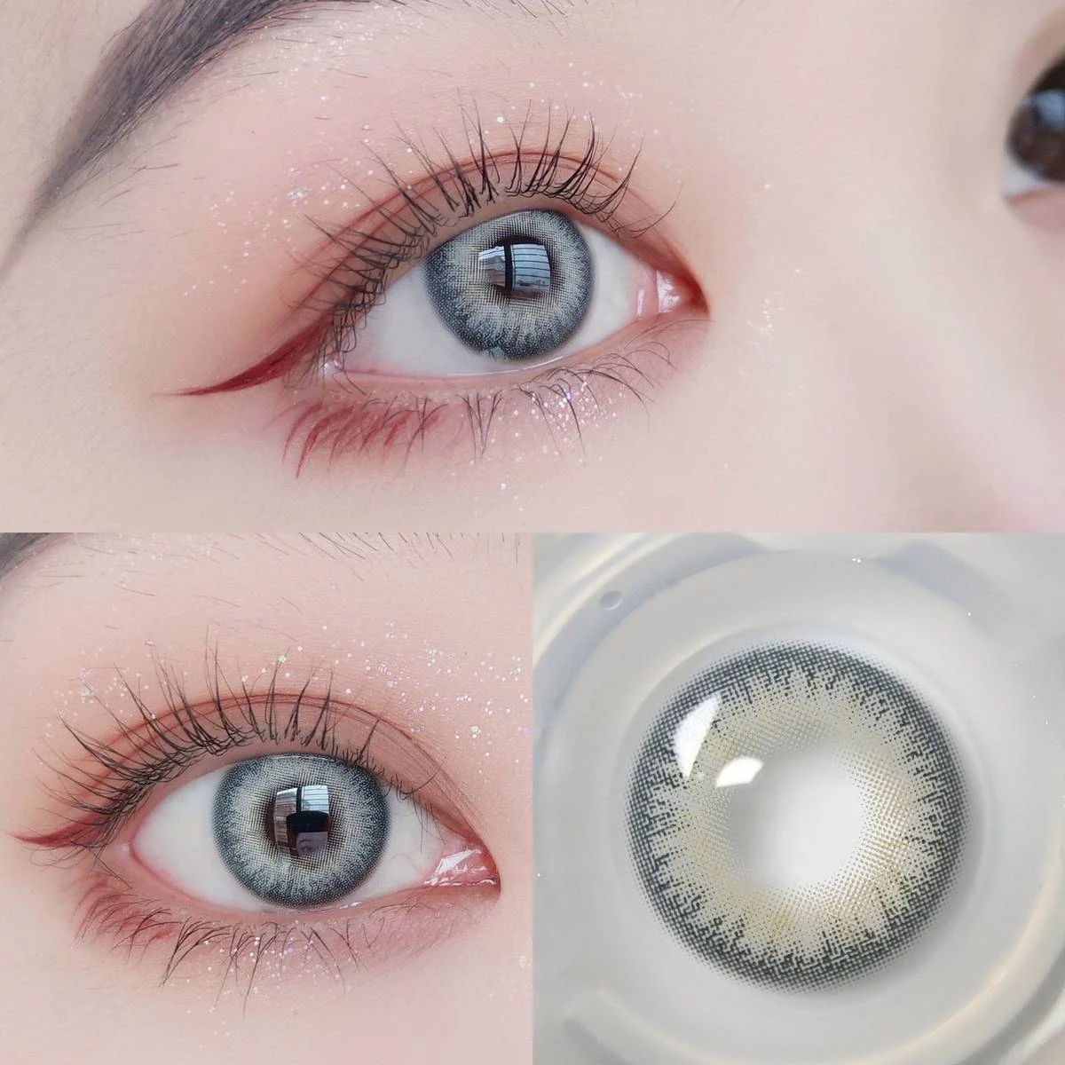 Makeup Contact Lens Grey,Hazel,3-Tone Eyes Color Lenses With Case  Eye lenses for Girls price in Pakistan