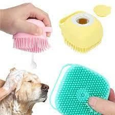 Pet Dog Shampoo Brush 2.7oz 80ml Cat Massage Comb Grooming Scrubber Brush for Bathing Short Hair Soft Silicone Rubber Brushes price in Pakistan