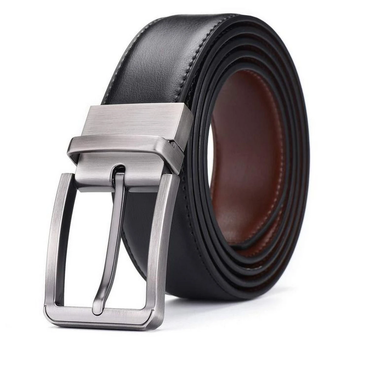Men leather belt 2 in 1 Double Sided Black and Brown Leather Belt for Men price in Pakistan