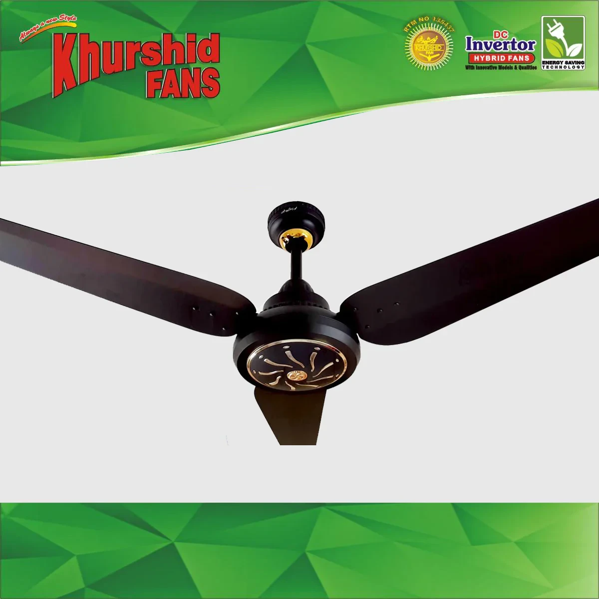 Khurshid Fan ICON black (AC-DC Ceiling Fan Inverter Hybrid) – Remote Control – Copper Winding – 56 inches price in Pakistan