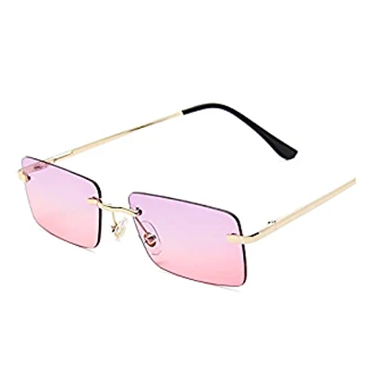 Fashion Rectangle Rimless Sunglasses Women Unisex Retro Glasses Eyeglasses Streetwear Accessories purple powder price in Pakistan