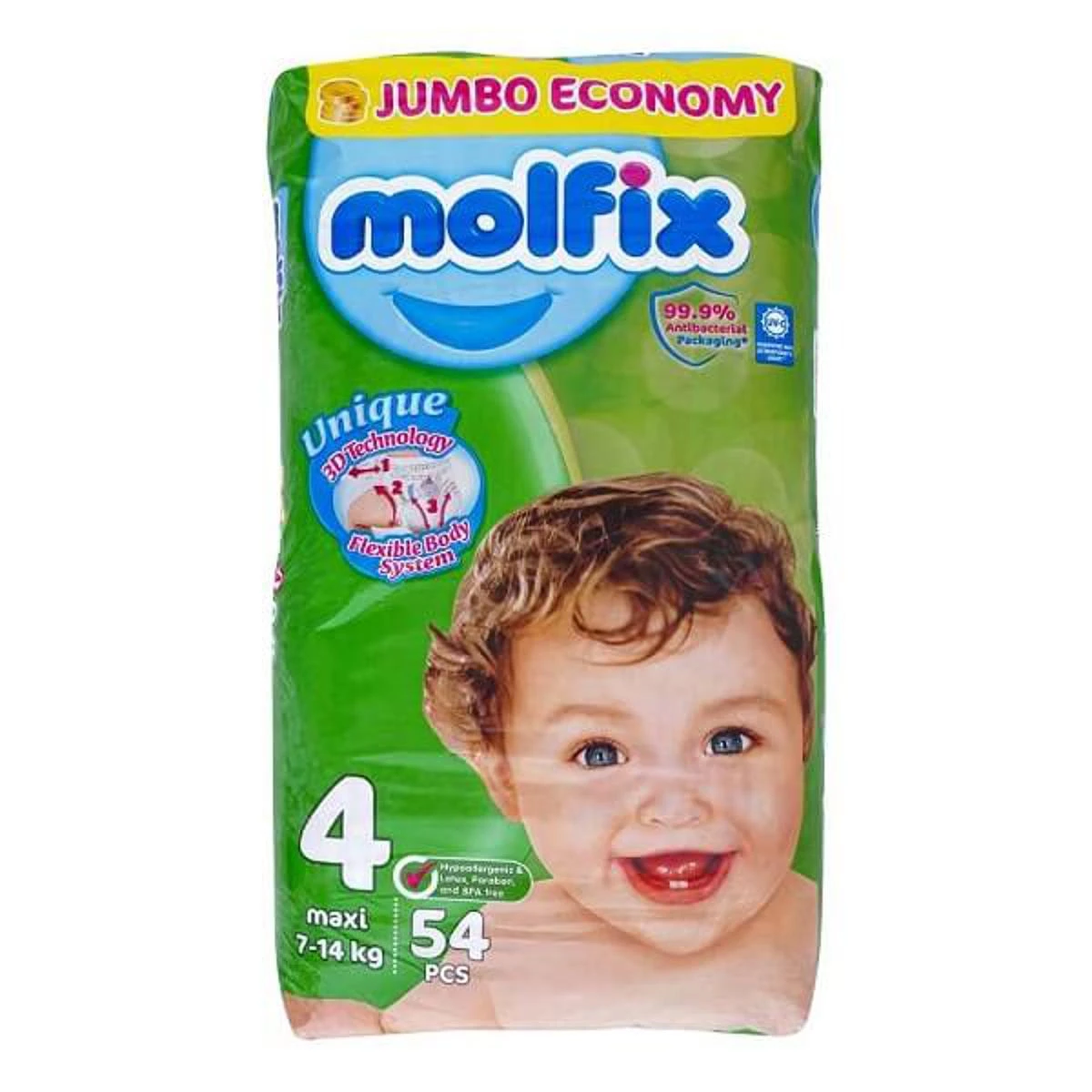 Molfix Diaper Jumbo Pack Maxi Size4 (7-14Kg 54Pcs) price in Pakistan