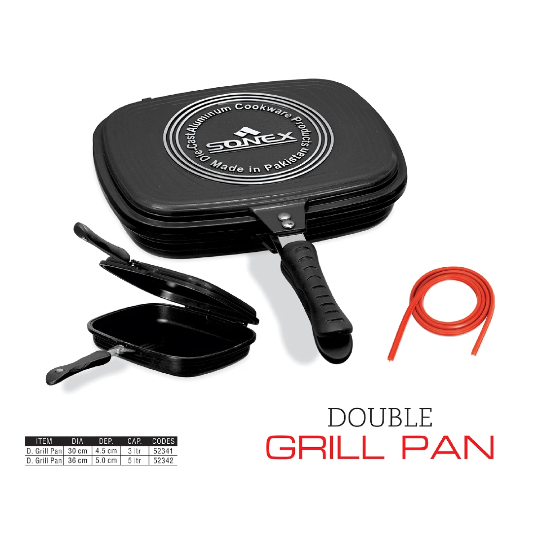 Sonex Double Grill Pan Marble Coated (30 – 36Cm) – Black price in Pakistan