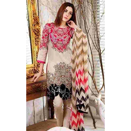 3PC Lawn Neckline Embroidered Shirt With Printed Chiffon Dupatta – BFLE789 (B) price in Pakistan