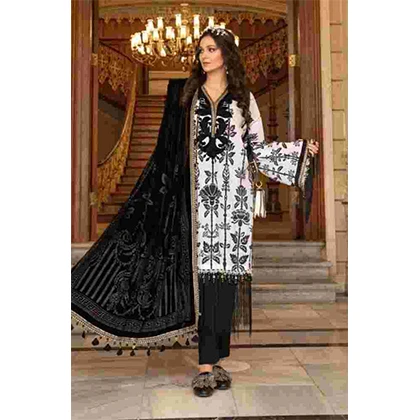 3PC Neck Embroidered Lawn Shirt With Chiffon Dupatta -BFLE719 (B) price in Pakistan