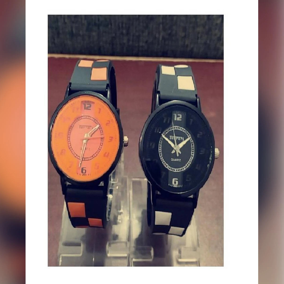 Pack Of 2 Black & Orange Watch For Girls & Boys price in Pakistan