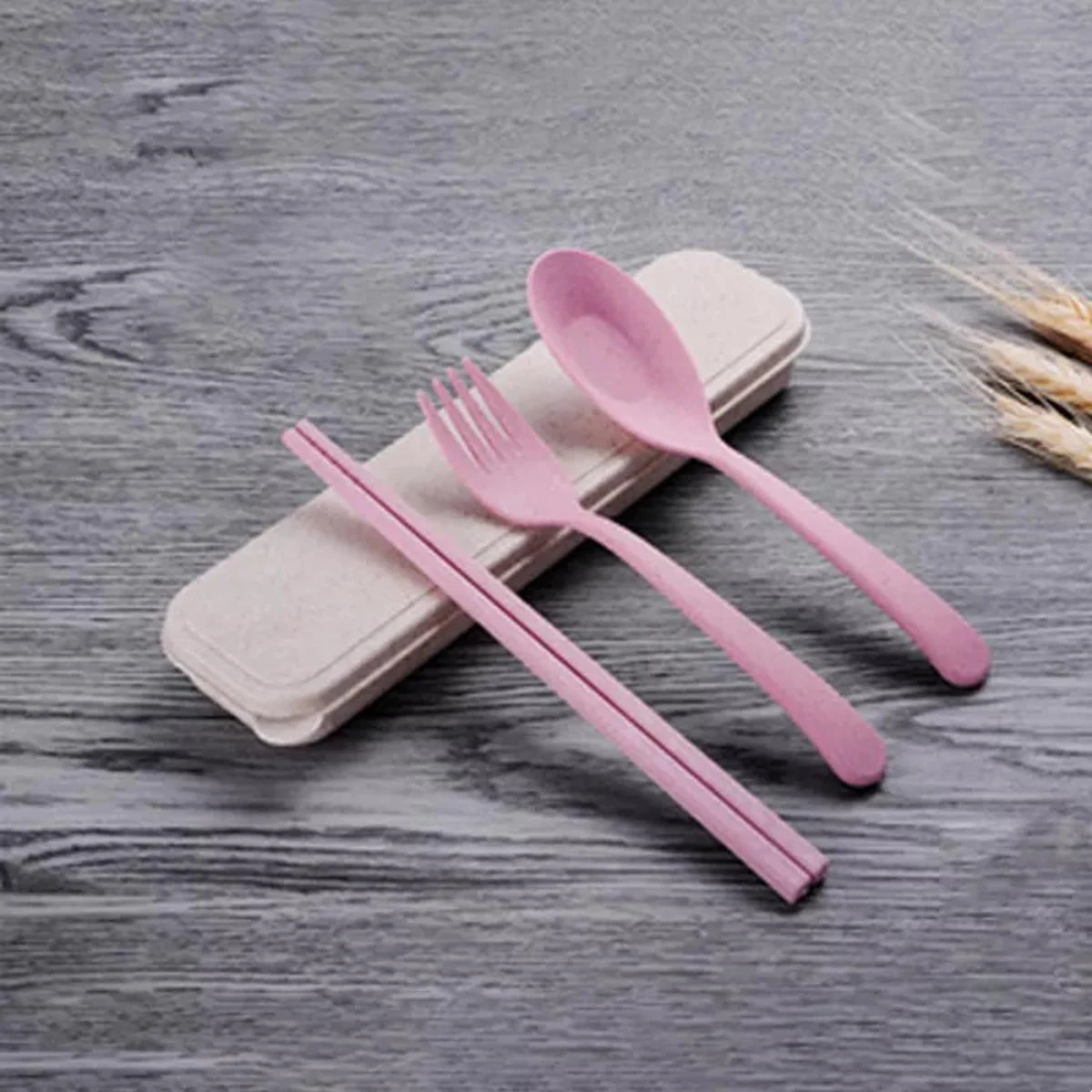 Wheatstraw Natural Plastic BioPlastic Fork Spoon Chopsticks Box Cutlery Set price in Pakistan