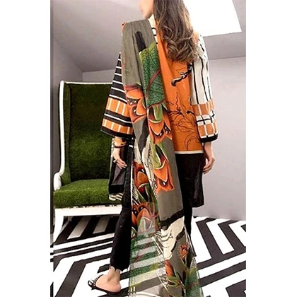 3PC Lawn Nechline Embroidered Shirt With Printed Chiffon Dupatta – BFLE750 (B) price in Pakistan