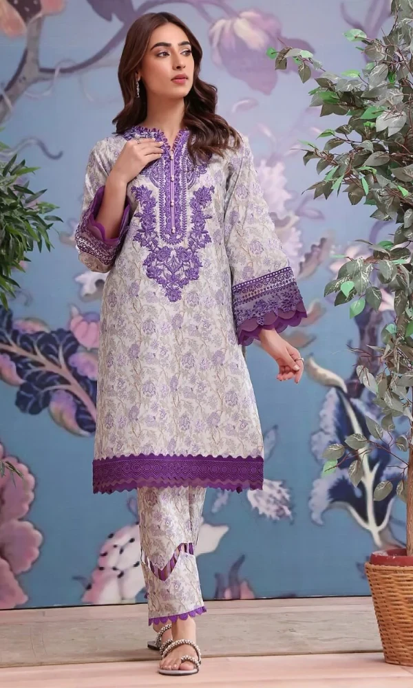 Jade- 2PC Lawn Neckline Printed Shirt With Printed Trouser price in Pakistan