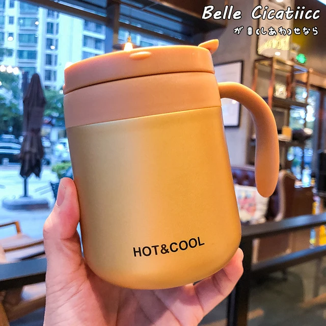 Stainless Steel Double Wall Vacuum Flask Office Coffee Tea Thermos Tumbler Cup With Handle Travel Coffee Mug price in Pakistan
