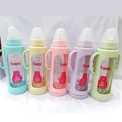 Baby Glass Feeder With Cover & Handle – 240ml price in Pakistan