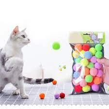 Dorakitten 30Pcs/Set Cat Pompom Balls Assorted Bouncy Anti-Bite Cat Chew Toys Cat Plush Balls Pet Supplies Random Color price in Pakistan
