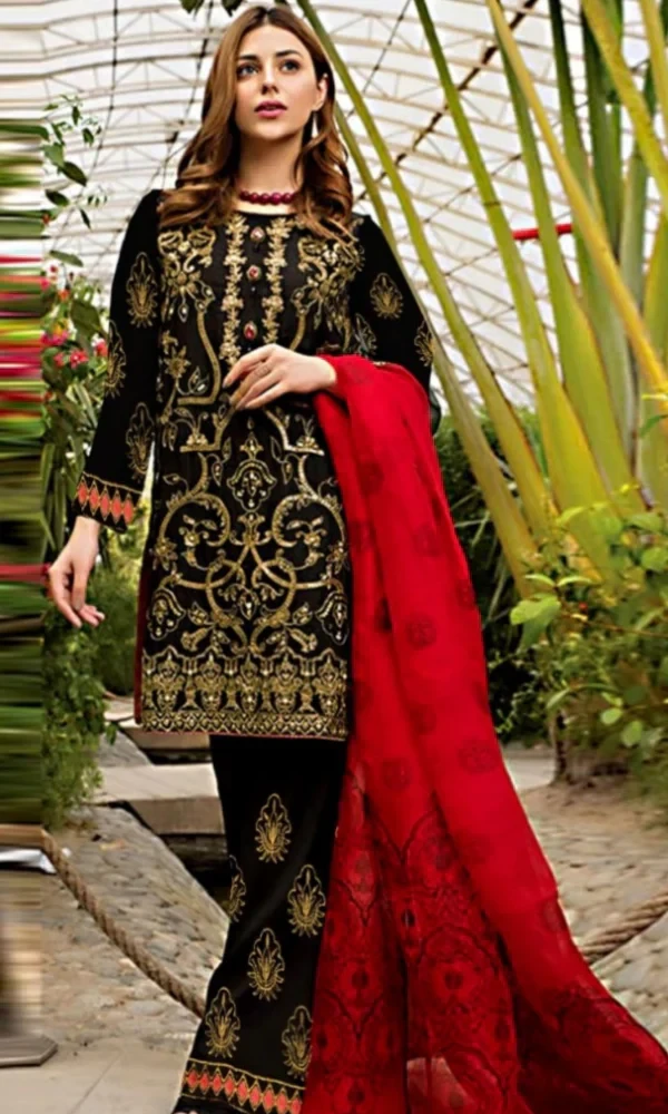 Bareeze – 3PC Embroidered Shirt With Embroidered Dhanak Wool Shawl price in Pakistan
