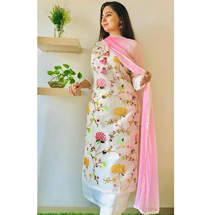 3PC Lawn Net Embroidered Shirt With Bamber Pure Dupatta -BFFC844 (B) price in Pakistan