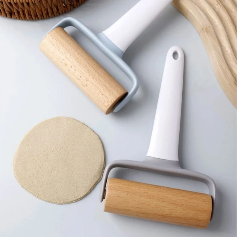 Rolling Pin Non-stick Wheel Design Wood Kitchen Rolling Pin for price in Pakistan