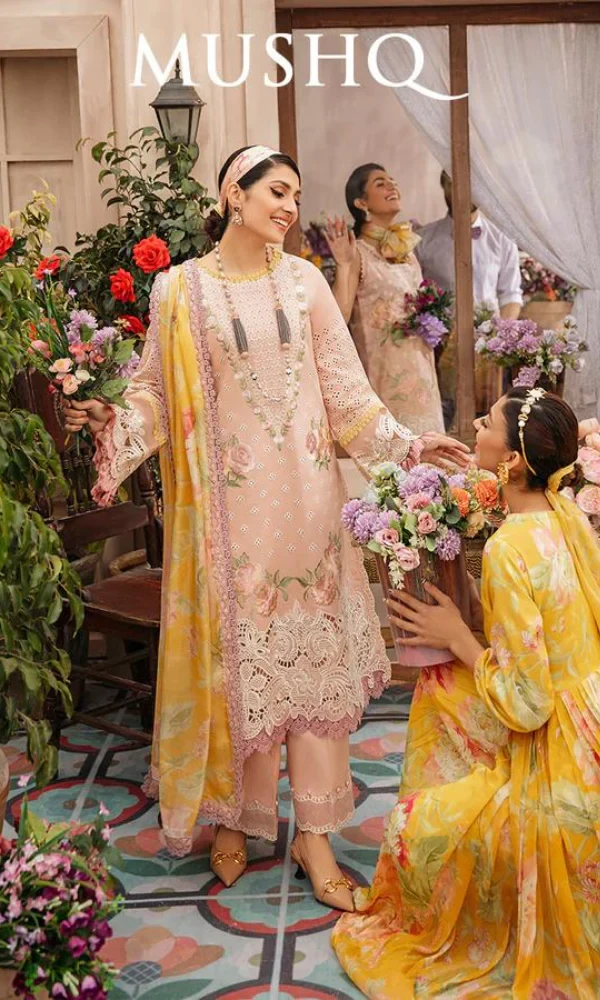 Mushq – 3PC Chicken Kari Heavy Embroidered Lawn Suit price in Pakistan