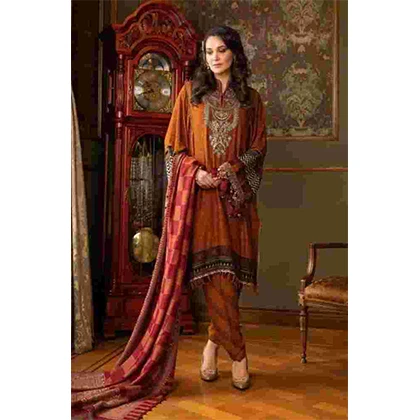 3PC Neck Embroidered Lawn Shirt With Chiffon Dupatta -BFLE717 (B) price in Pakistan
