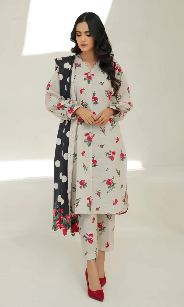 Baroque- 3PC Lawn Digital Printed Shirt With Printed Voil Dupatta price in Pakistan