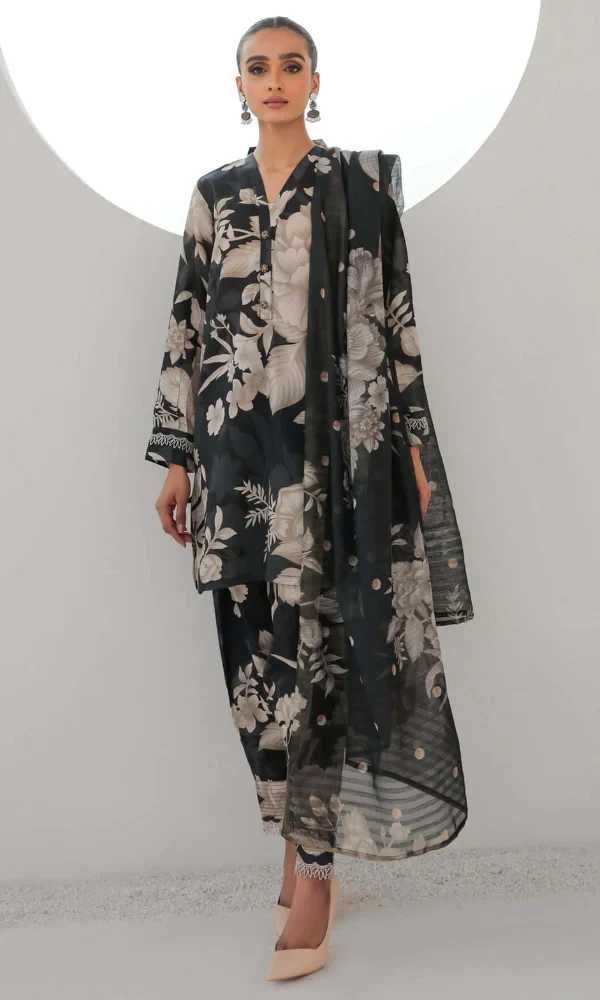 Baroque- 3PC Lawn Digital Printed Shirt With Printed Premium price in Pakistan