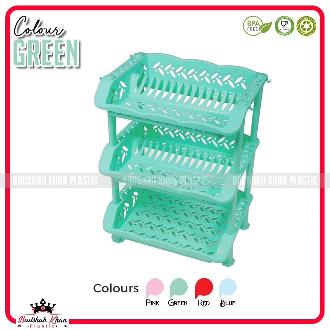 3 layer Plastic Plate Rack / Rag Dish Washing Stand Kitchen price in Pakistan