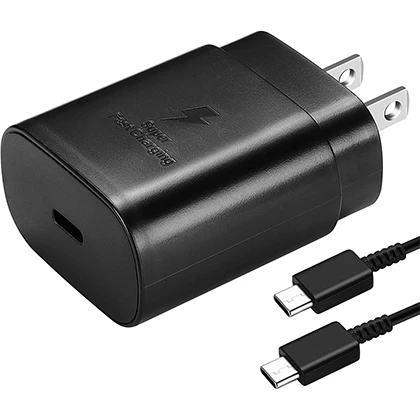 Samsung 25w Watt USB Type C Charger, PD Fast Wall Charger for Samsung Galaxy Note 10Note 10 PlusNote 2020 UltraS20S20 UltraS10 5G with USB C to USB C Cable ( Box Pulled ) US Lot price in Pakistan