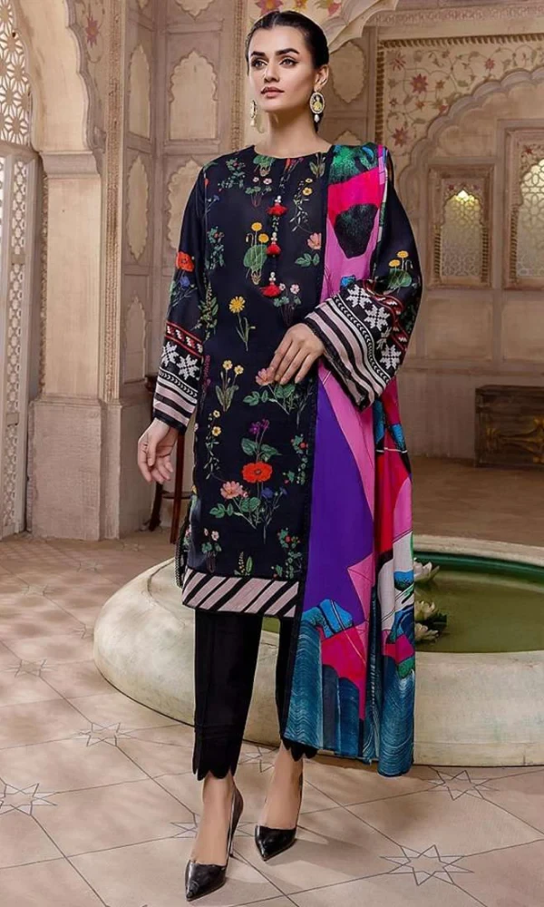 So Kamal – 3PC Cotail Digital Printed Shirt With Cordrouy Shawl price in Pakistan