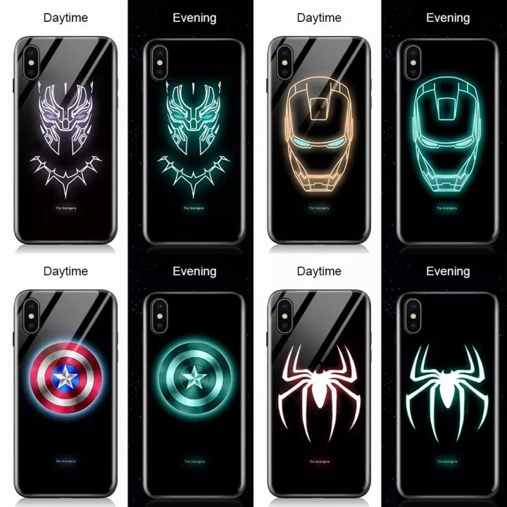 Vivo V15 Pro Back Cover Handsome Superheroes Ultra Thin Luminous Glass Phone Case for Boys for Man price in Pakistan